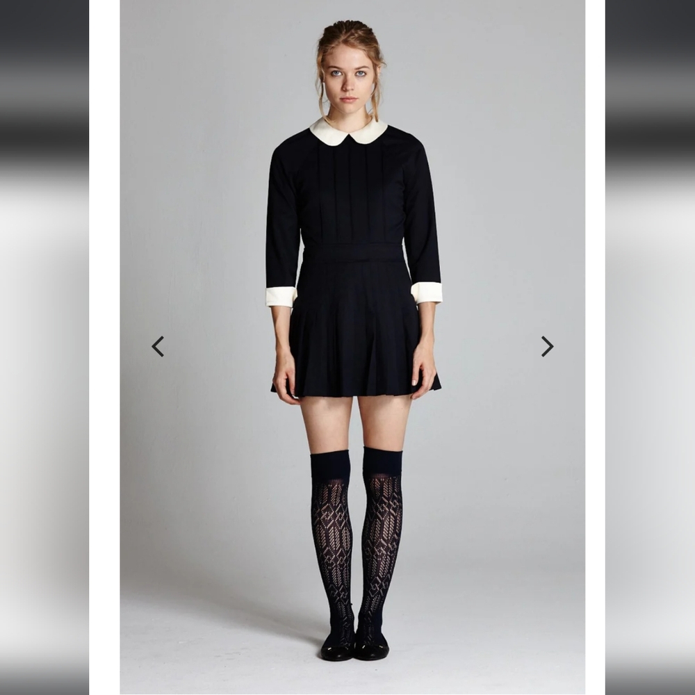 L'ecole des Femmes Belle de Jour Schoolgirl Wednesday Adams Pleated Navy Dress